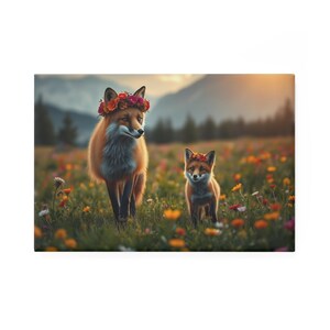 Fox Magnet, Whimsical Momma and Baby Fox Kitchen Decor, Fridge Magnet, Cute Animal Gift, Mother&#39;s Day Gift, Nature Lover Magnet