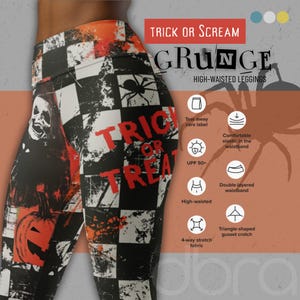 Creepy Checkerboard Halloween Leggings: Witchy Gothic Yoga Pants