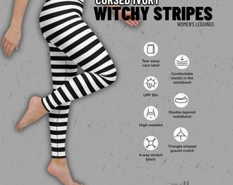 Ombre Witchy Gestreifte Leggings: Hoch taillierte Yoga-Fitnesshose