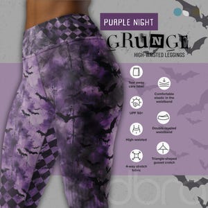 Lila Fledermaus Leggings: Zauberhafte Gothic Yoga Hose