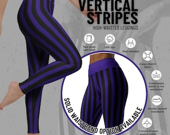 Paarse streep hoog getailleerde legging: kleurrijke yogabroek