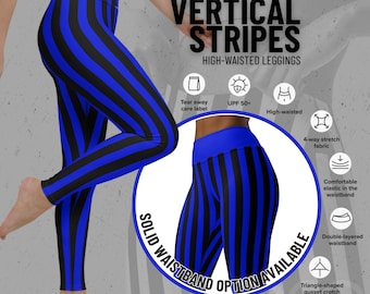Blauw-zwart gestreepte legging met hoge taille: yogabroek voor dames