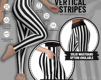 Zwart-wit gestreepte legging met hoge taille: yogatrainingsbroek voor dames