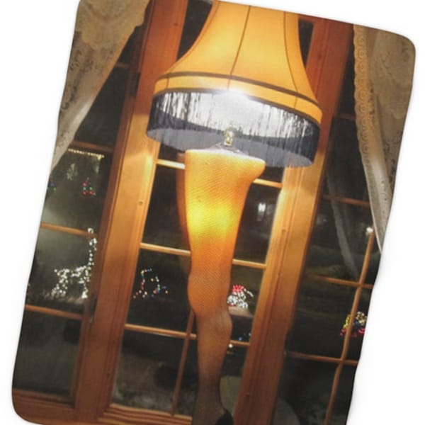 Custom Gen X 80s retro Christmas Story Leg Lamp XL Sherpa Fleece Blanket 50x60 - nostalgia - memorabilia