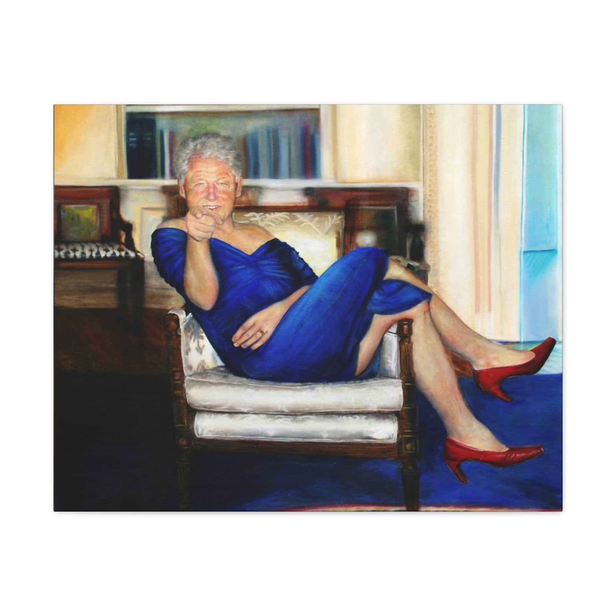 Epstein Clinton Blue Dress Oval Office Painting Canvas Gallery Wraps Etsy