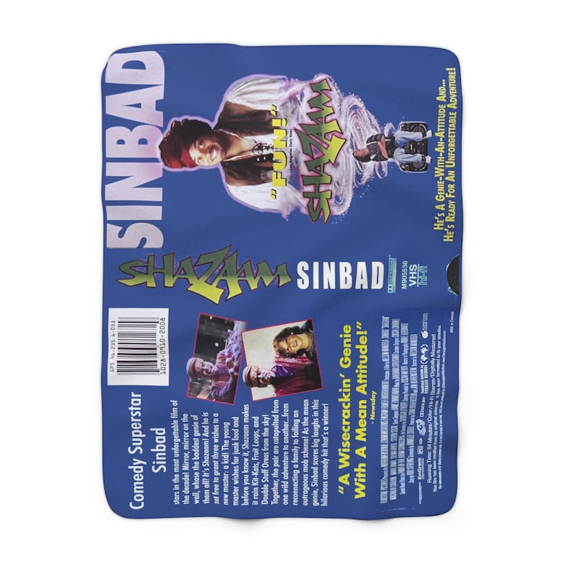 CUSTOM Distressed 80s Retro Sinbad Shazam VHS Movie Case Sherpa Fleece