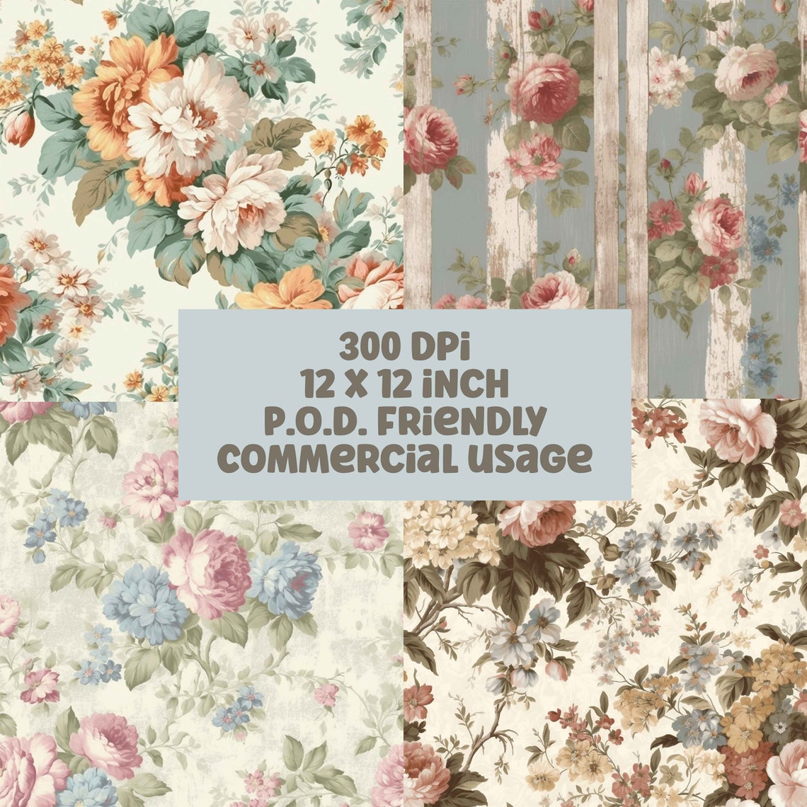 Shabby Chic Seamless Digital Papers - Etsy