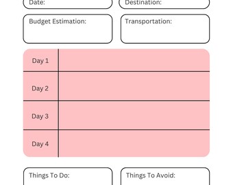 Digital reseplanerare | Bra anteckningar Reseplanerare | Resedagbok | Mall för semesterplanerare