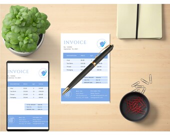 Fakturamall || Redigerbar PDF-mall, anpassningsbar professionell företagsfaktura, utskrivbar, fakturablankett, Exel-fil ingår