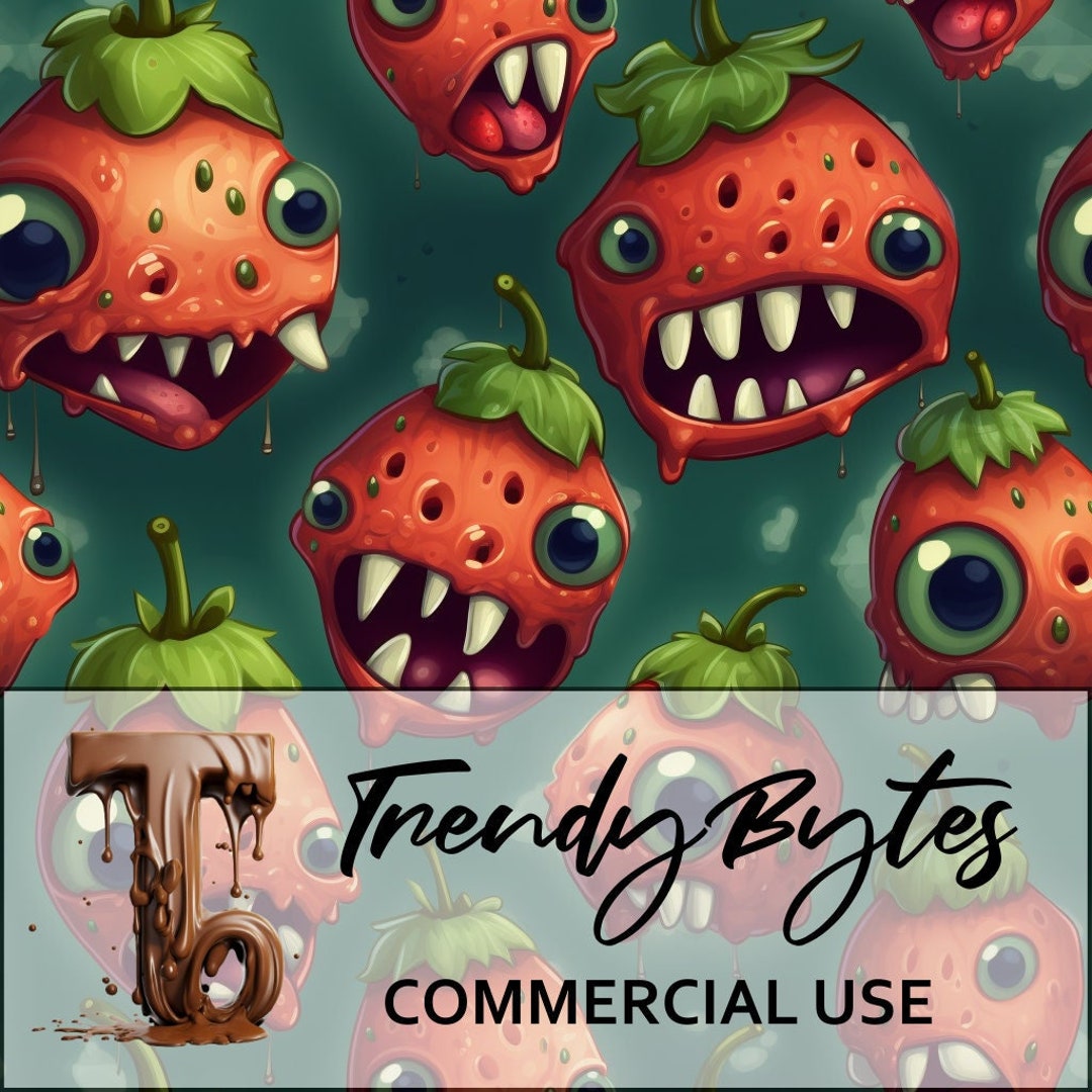 Undead Strawberry Zombies Seamless Pattern for Commercial Use Etsy