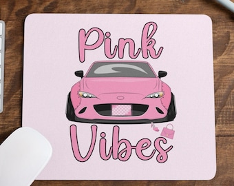 Pink Vibes Mouse Pad, Girly Desk Decor