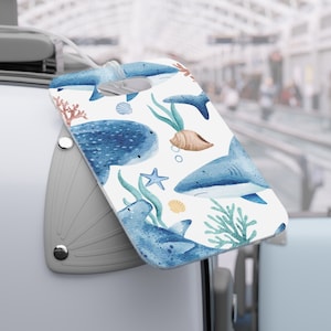 Shark Luggage Tag, Vacation Baggage Tag, Airport Luggage Tag, Graphic Luggage Tag, Cruise Luggage Tag, Family Vacation Gift, Gift for Friend