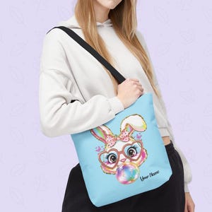Joli sac fourre-tout personnalisé en forme de lapin, cadeau de Pâques personnalisé, sac à provisions de printemps, motif lapin amusant, enfants et adultes, cartable personnalisé