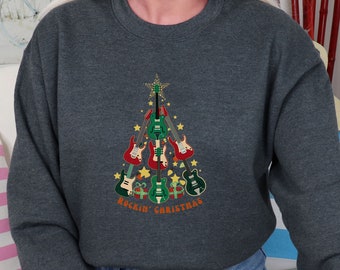 Guitar Christmas Tree Sweatshirt, Music Christmas Tree Shirt, Music Teacher Christmas Sweatshirt, Music Lover Christmas Shirt, Guitar Shirt