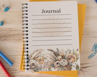 Boho Flower Journal, Boho Notebook, Mother&#39;s Day Gift, Gift for Her, Gift for Friend, Gift for Aunt, Flower Lover Gift, Boho Lover Gift