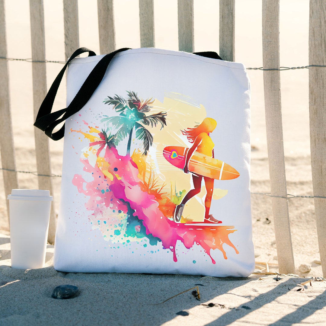 Surfer Girl Beach Bag Summer Beach Bag Vacation Beach Tote Etsy