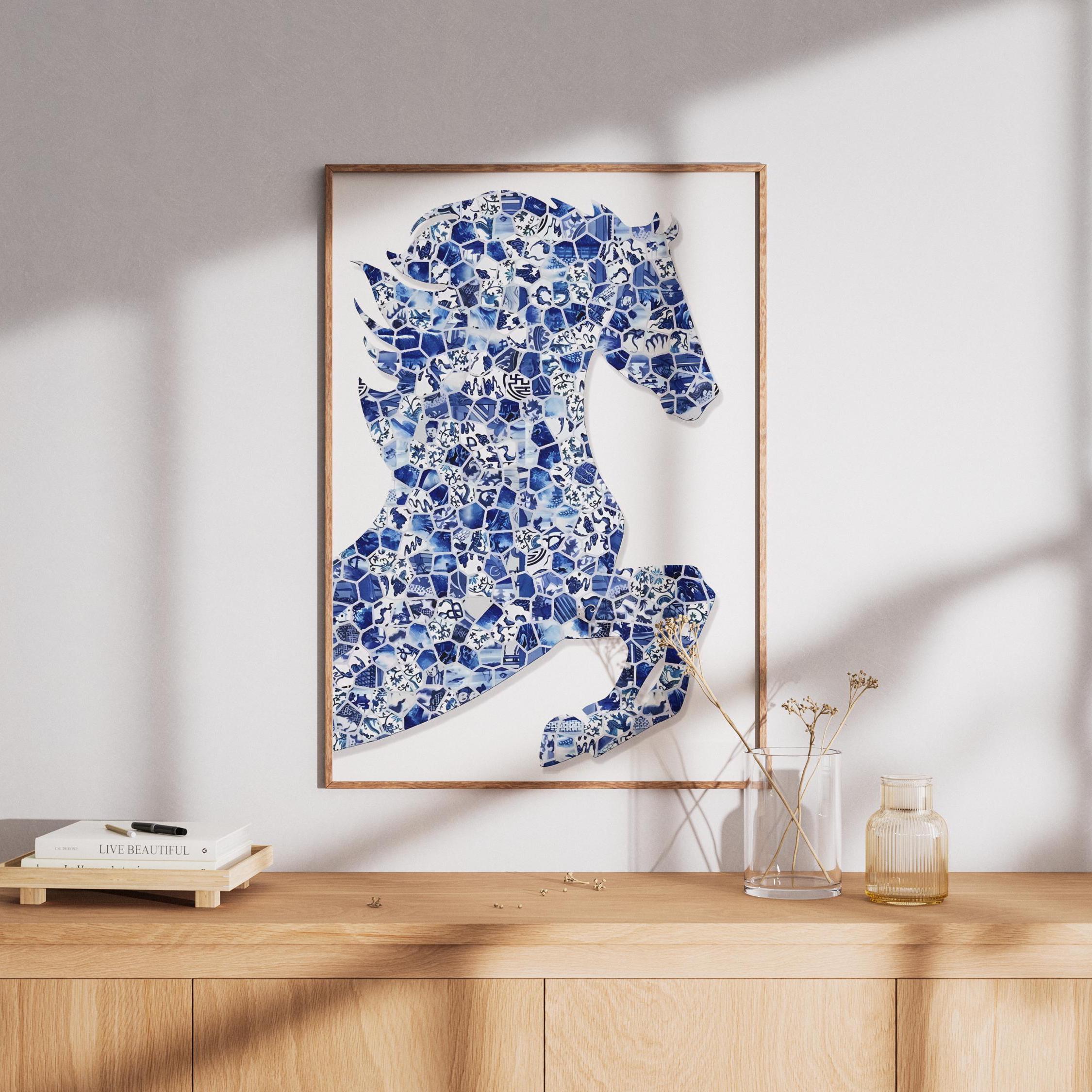 Blue Porcelain Horse - Etsy