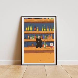 Stampa digitale di decorazioni per bar ispirate ai cani / Poster Martini / Arte murale con cane nero / Decorazione murale per bar / Download digitale / Arte murale stampabile