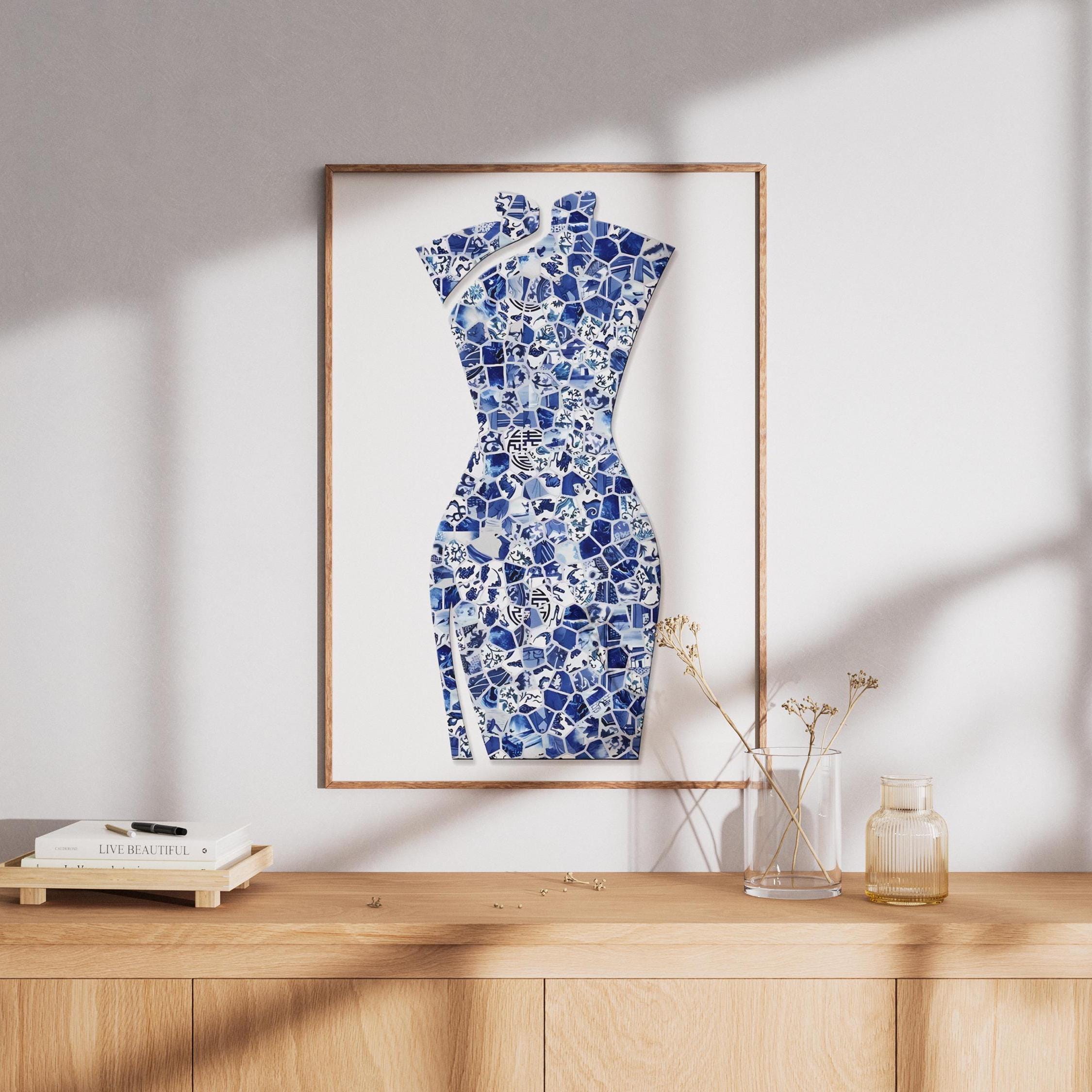 Blue Porcelain Print Dress - Etsy Blue Porcelain Print Dress - Etsy