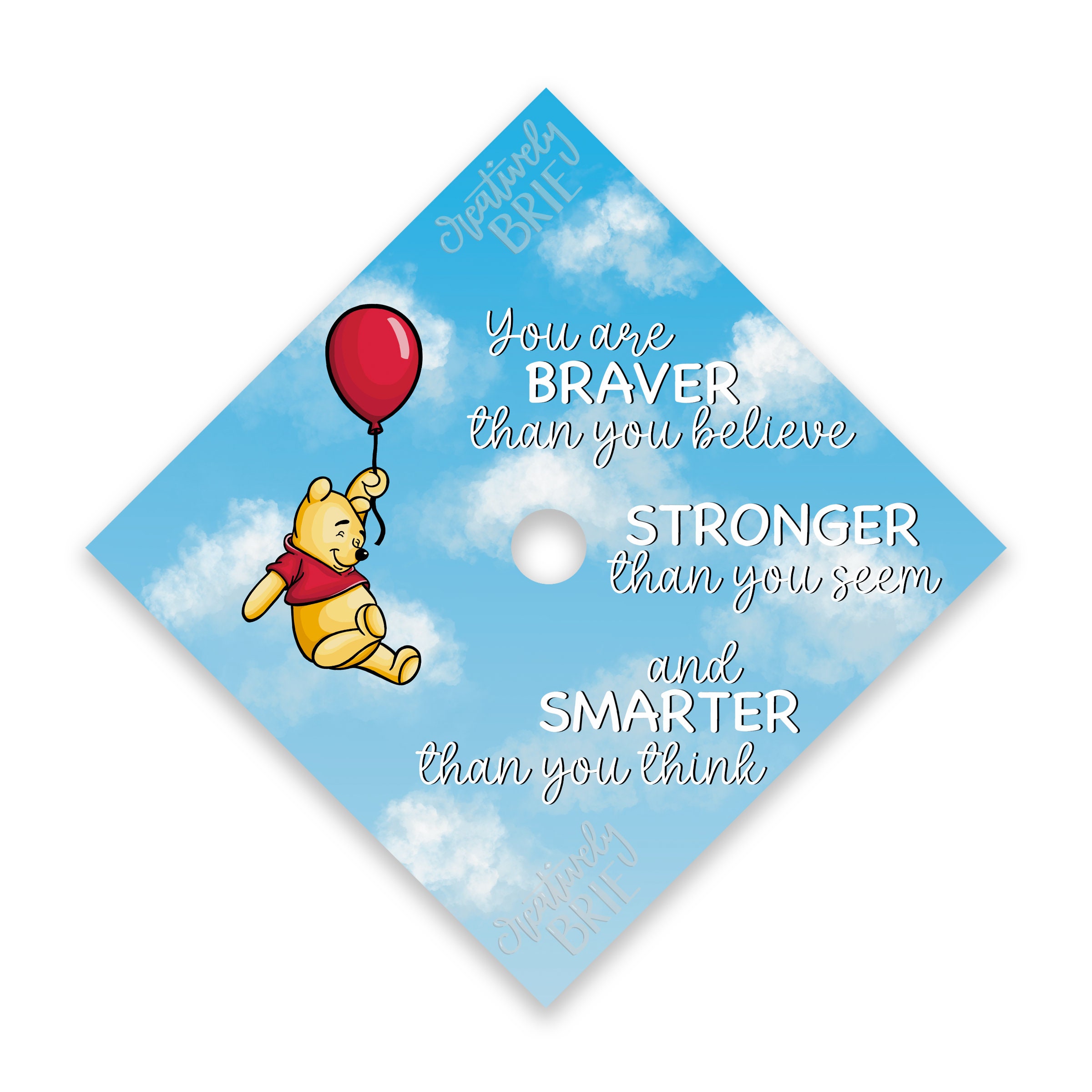 Pooh Graduation Cap PRINTED Grad Cap Design Winnie the Pooh