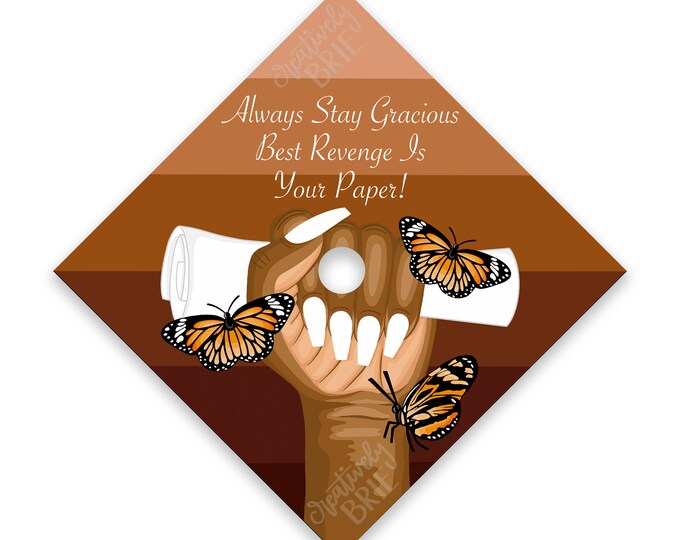 Beyonce Themed Graduation Cap | PRINTED Grad Cap Design | Fist Holding ...