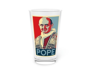Vaso de pinta de San Papa Pablo VI, 16 oz con cita