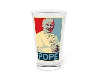 St. Pope John Paul II Pint Glass, 16oz with Quote