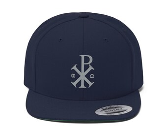 Chi Rho Embroidered Unisex Flat Bill Hat