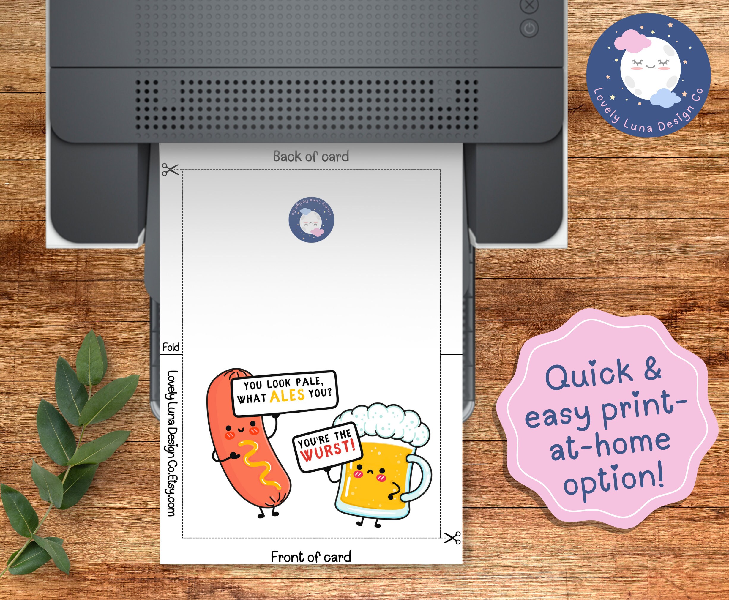 Printable Funny Father's Day Card You Look Pale What Ales You You're the Wurst Digital Download ...
