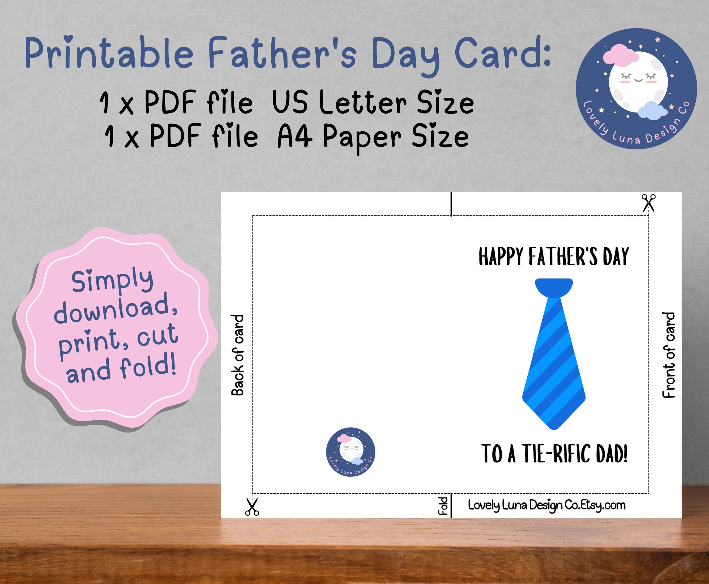 Printable Funny Father's Day Card Happy Father's Day to a Tie-rific Dad ...