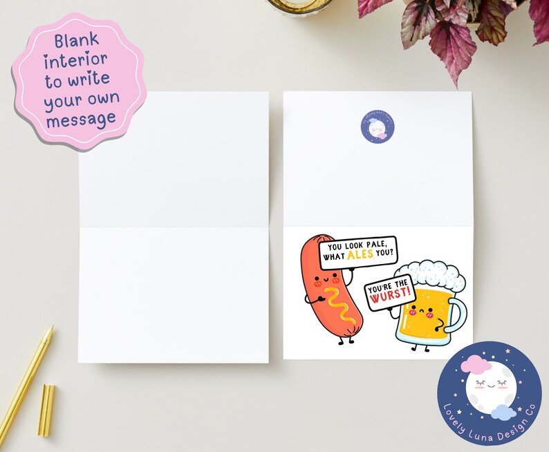Printable Funny Father's Day Card You Look Pale What Ales You You're the Wurst Digital Download ...
