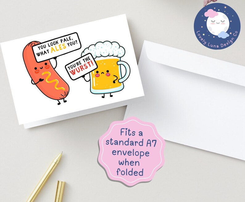 Printable Funny Father's Day Card You Look Pale What Ales You You're the Wurst Digital Download ...
