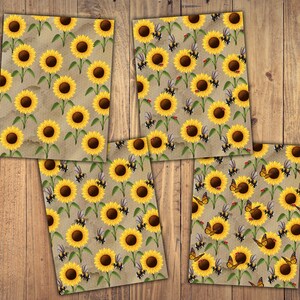 Printable Journal Kit, Digital Paper, Sunflower, Ladybug, Butterfly, Paper and Ephemera