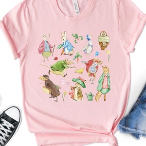 Peter Rabbit Cottagecore Shirt, Vintage Peter Rabbit Shirt, Beatrix Potter Shirt, Peter Rabbit Characters with Wildflowers Shirt