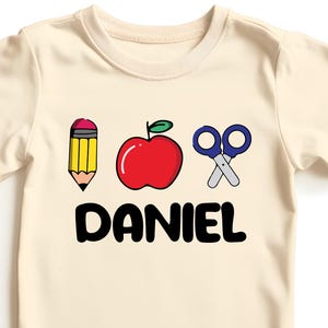 Personalized Boys Back to School Shirt, Custom Name Grade Apple Design, First Day of School Tee, Kindergarten Outfit, Kids School Gift