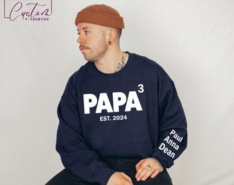 Personalized Dad Sweatshirt, Custom Kids Names Sleeve, Father's Day Gift
