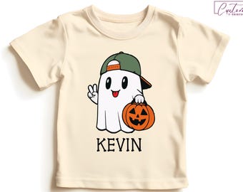 Personalized Boys Halloween Shirt, Custom Pumpkin Ghost Tee