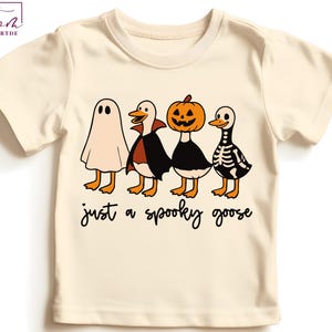 Spooky Goose Halloween Shirt,Halloween Toddler Tee, Funny Fall Baby Tee Cute Ghost Kids Tee Autumn Outfit Idea for Boys Girls Infant Costume