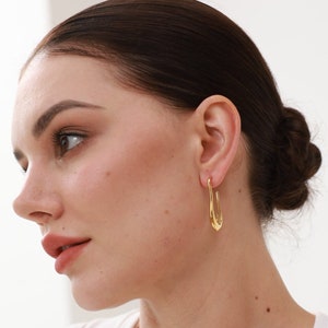 Wavy Gold Hoop Earrings Statement Earrings Irregular Hoop Earrings image 4