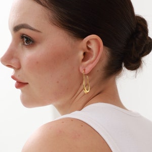 Wavy Gold Hoop Earrings Statement Earrings Irregular Hoop Earrings image 1