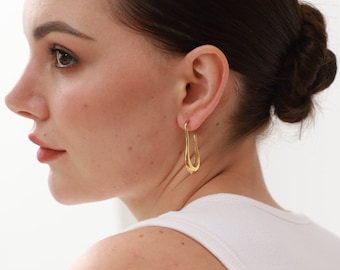 Wavy Gold Hoop Earrings • Statement Earrings • Irregular Hoop Earrings