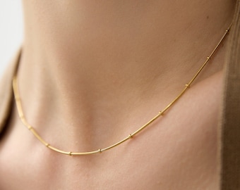 18k Gold Satellite Chain Choker • Gold Choker Necklace • Gold Choker Jewelry • Dainty Gold Choker • Dainty Necklace Chains • Christmas Gift