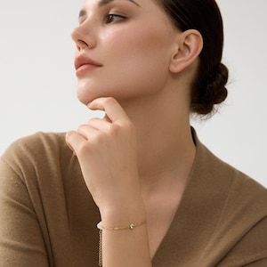 18k Gold Paperclip Chain Bracelet: Solitaire CZ Diamond, Thin Layering