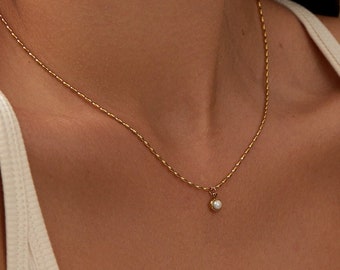 Pearl Pendant Necklace: 18k Gold Plated Charm, Tarnish Free