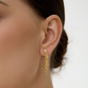 Gold Drape Chain Earrings Stud Dangling Chain Earrings Dainty Chain Earrings Minimal Chain Earrings Statement Earrings image 2