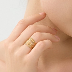 18k Gold Normcore Style Ring • Minimalist Ring • Layered Rings • Stack Ring • Gold Band Ring • Gold Ring Jewelry • Multi Layer Ring