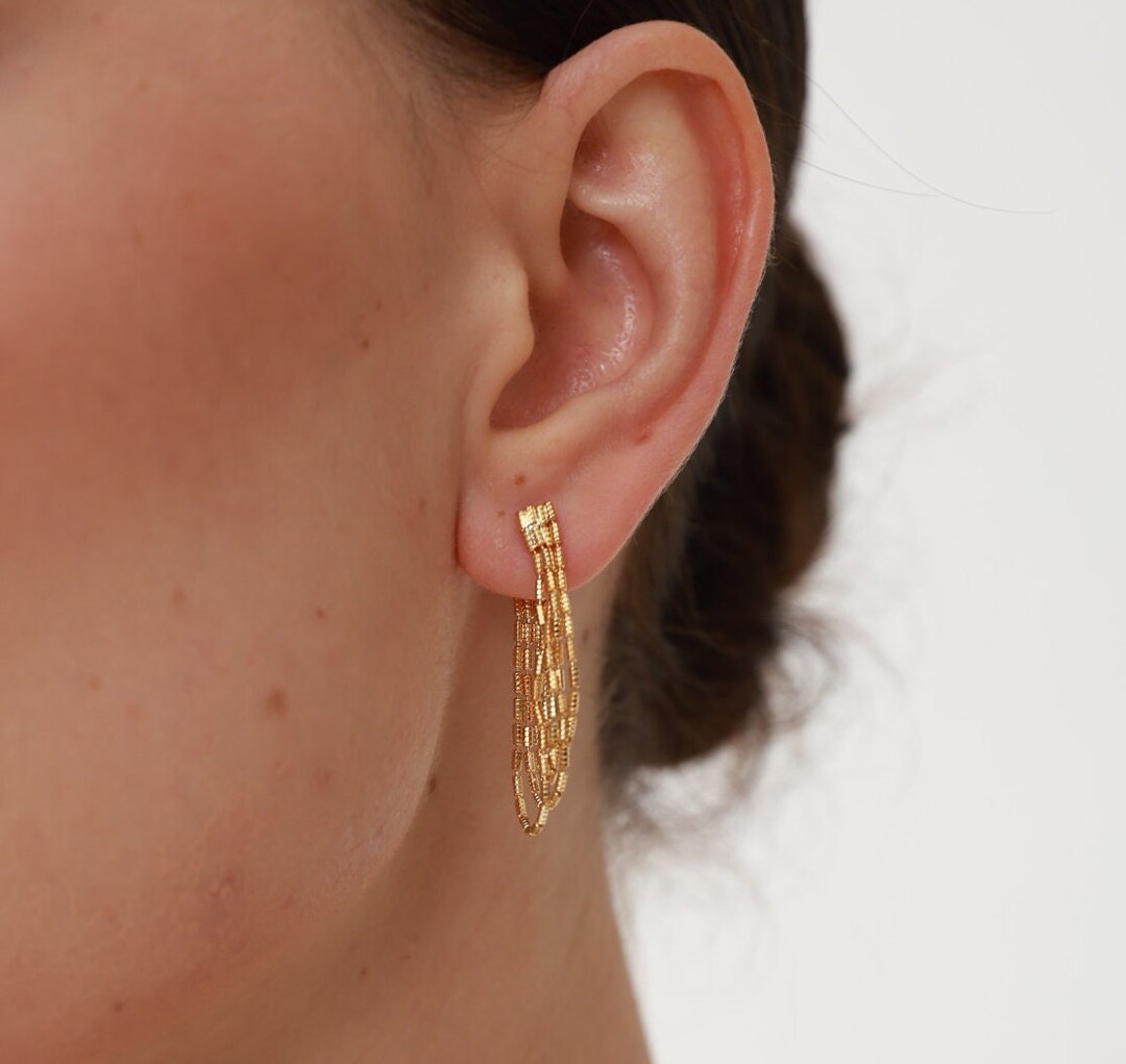 18K Gold-Plated Tassel Chain Earrings main image 0