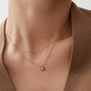 Petite Layered Pendant Necklace: 18k Gold Minimalist Charm