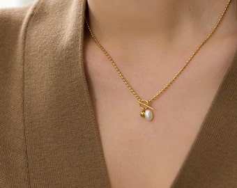 18k Gold Knot Pearl Drop Necklace • Pearl Necklace • Gold Pearl Necklace • Gold Necklaces • Pearl Drop Necklace • Gift For Her
