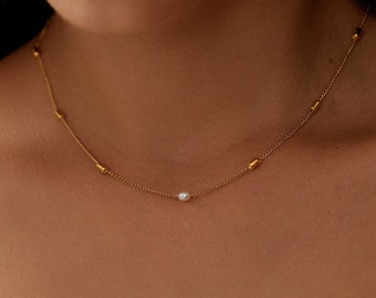 18K Gold Miniature Ball Chain Necklace • Gold Bead Necklace • Gold Chain Necklace • Gold Satellite Chain • Gift For Her